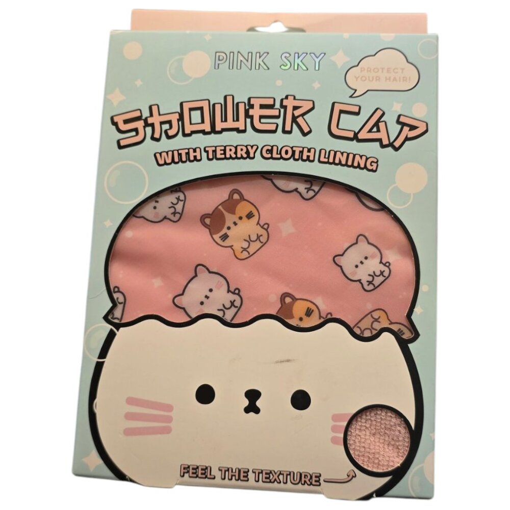 🏷️NWT - PINK SKY Shower Cap with Cats - NWT🏷️